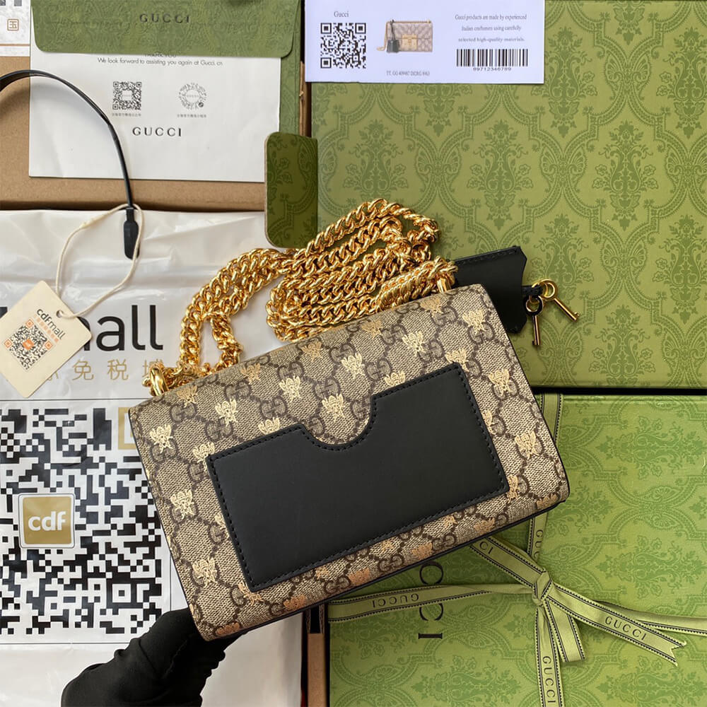 Gucci Padlock Small GG Bees Shoulder Bag - Replica Luxury Bags™