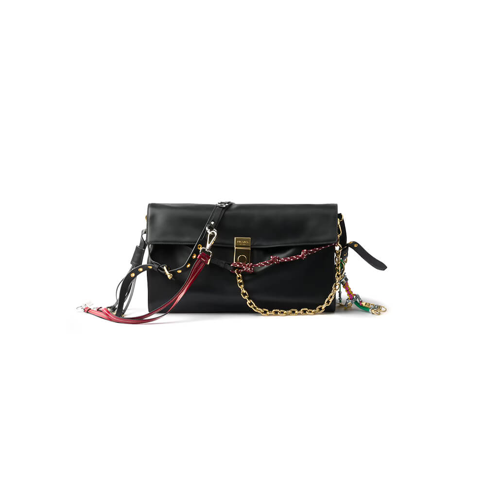 Prada Soft Sound Large Leather Shoulder Bag With Charms - Replica Luxury Bags™
