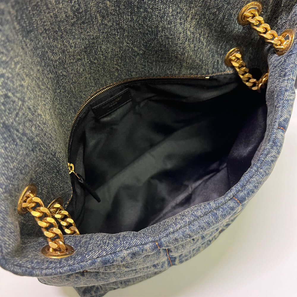 YSL Puffer Medium Bag in Suede and Denim - Replica Luxury Bags™