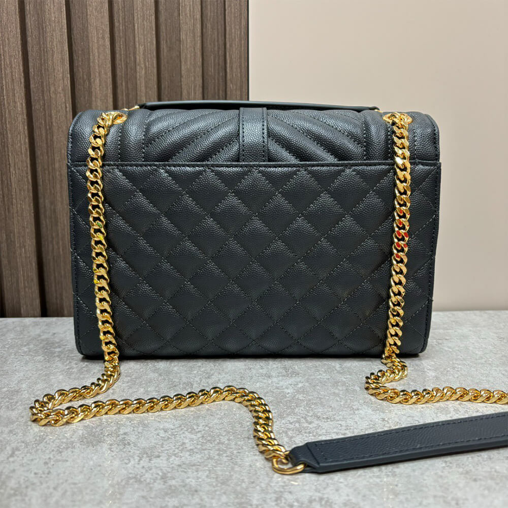 YSL Envelope Medium Bag in Grained Leather - Replica Luxury Bags™