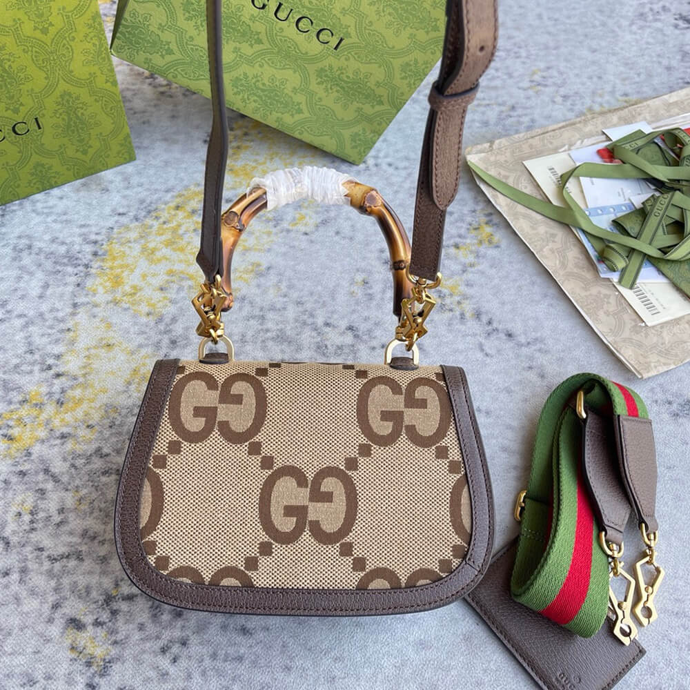 GUCCI BAMBOO 1947 JUMBO GG SMALL TOP HANDLE BAG - Replica Luxury Bags™