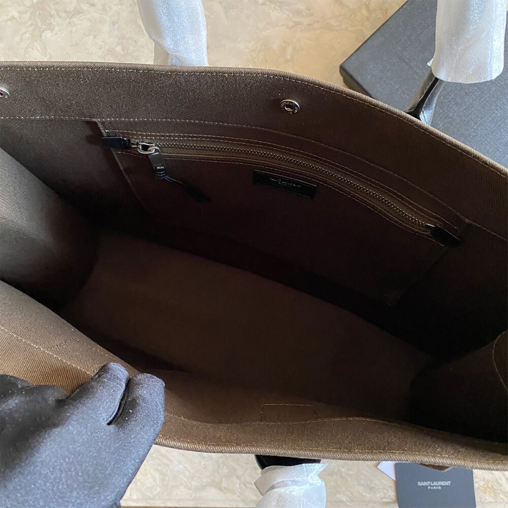 YSL Rive Gauche Large Tote Bag In Printed Canvas And Leather - Replica Luxury Bags™