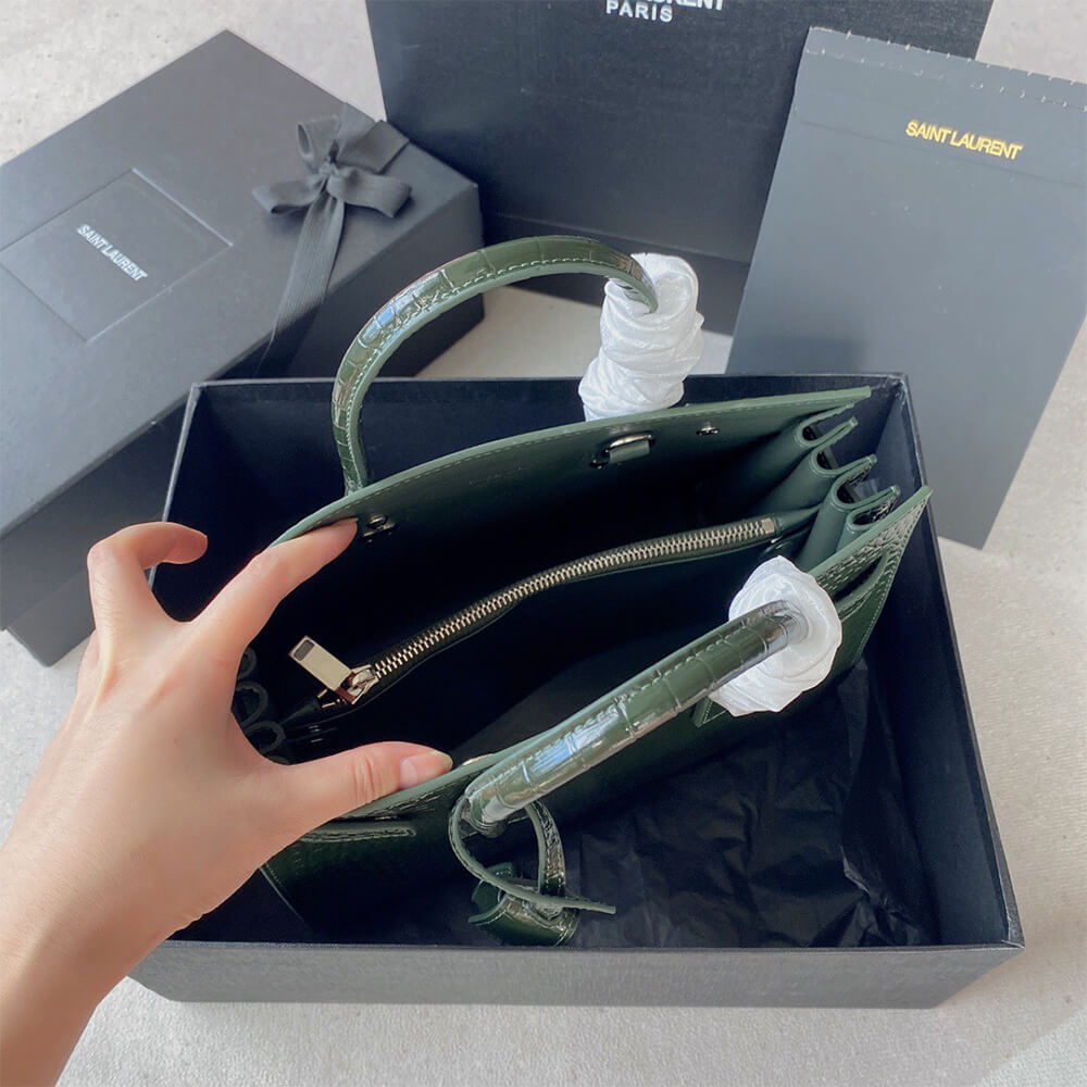 YSL Sac De Jour Baby Bag in Crocodile-Embossed - Replica Luxury Bags™