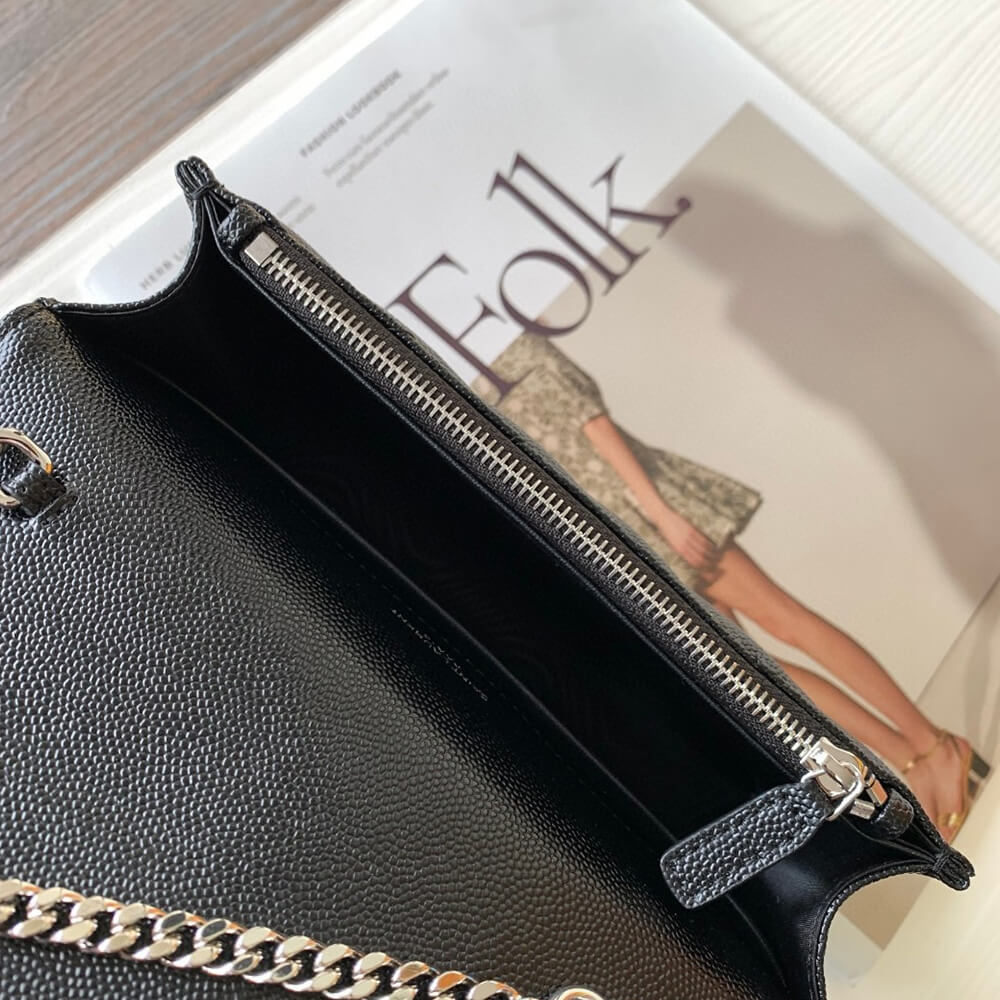 YSL Cassandre Envelope Chain Wallet Bag in Grain De Poudre Leather - Replica Luxury Bags™