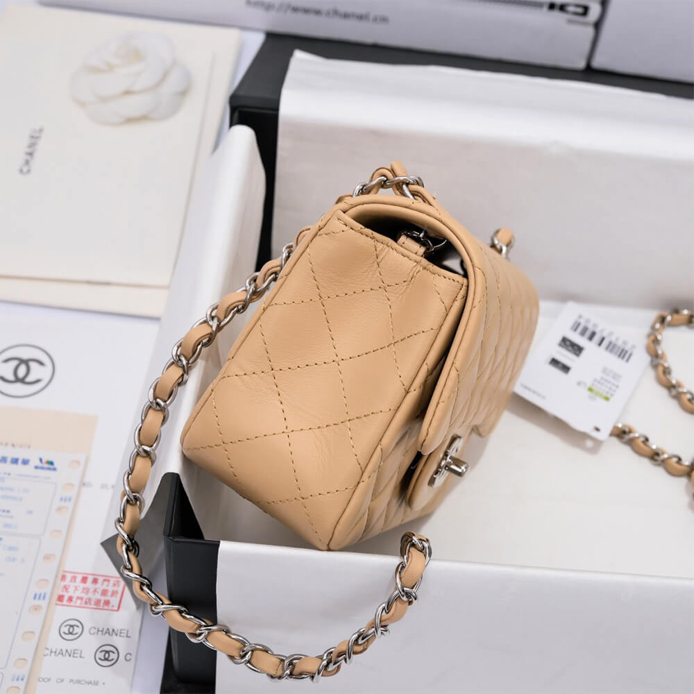 Chanel Mini Flap Bag in Nude Color and Silver Hardware - Replica Luxury Bags™