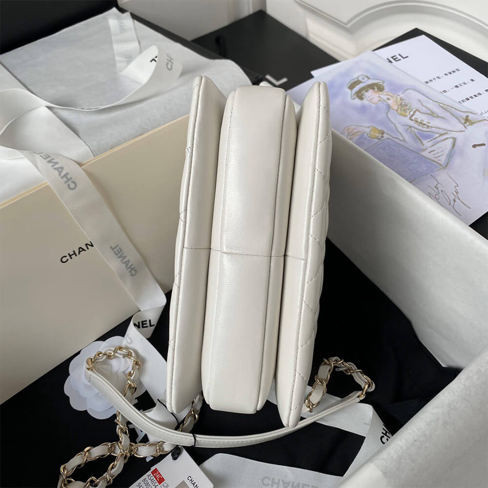 Chanel Mini Flap Bag with Top Handle in off-white - Replica Luxury Bags™