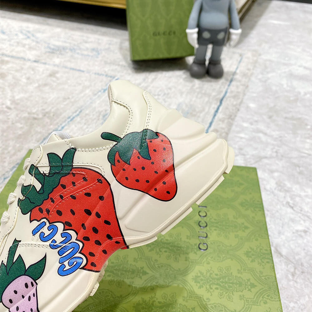 Gucci Strawberries Rhyton Sneaker Shoes - Replica Luxury Bags™
