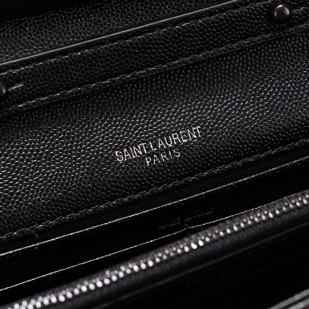 Saint Laurent Chain Strap YSL Plaque Grained Leather Wallet Bag - Replica Luxury Bags™