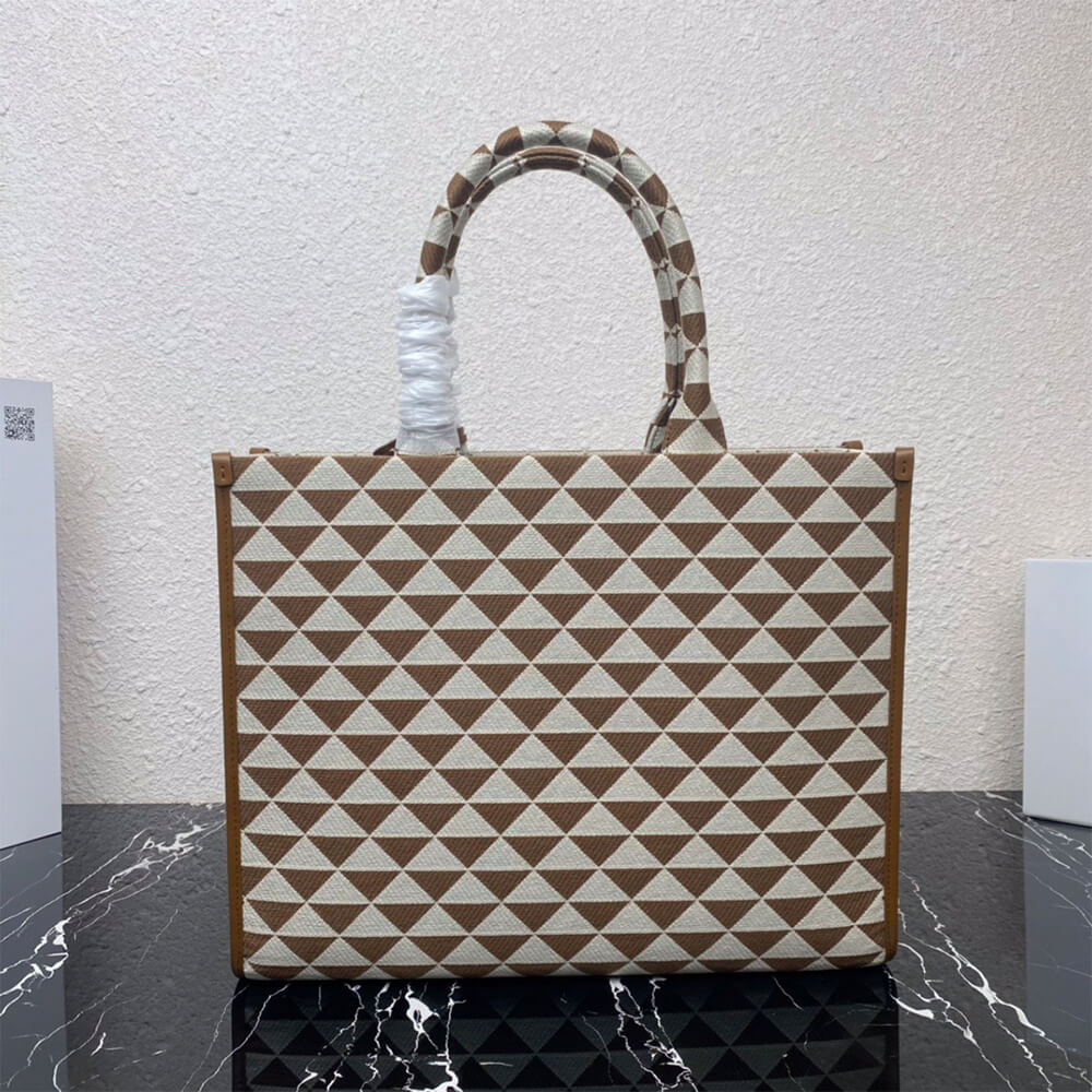 Large Prada Symbole Jacquard Fabric Handbag - Replica Luxury Bags™