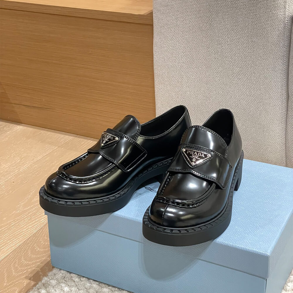 Prada chocolate brushed leather loafers Shoes - Replica Luxury Bags™