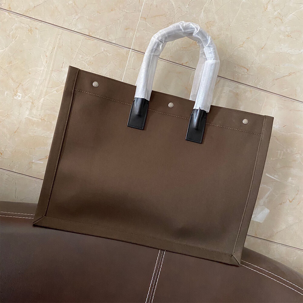 YSL Rive Gauche Large Tote Bag In Printed Canvas And Leather - Replica Luxury Bags™