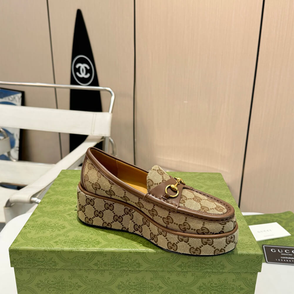 Gucci Women s Horsebit wedge loafer Shoes - Replica Luxury Bags™