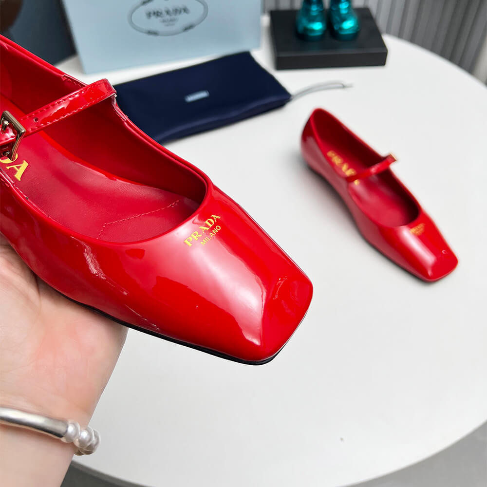 Prada Patent Leather Mary Jane Ballerinas Shoes - Replica Luxury Bags™