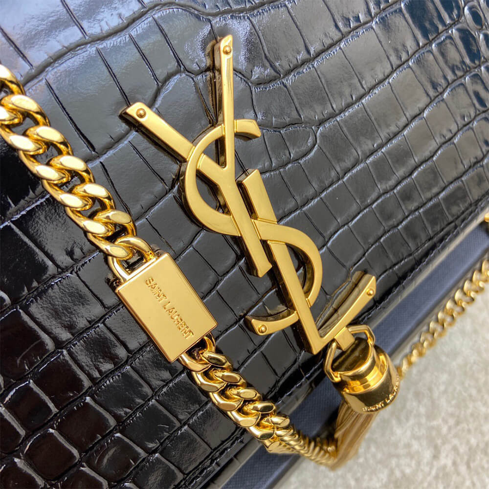 YSL Kate Medium Tassel Bag in Crocodile Embossed Leather - Replica Luxury Bags™