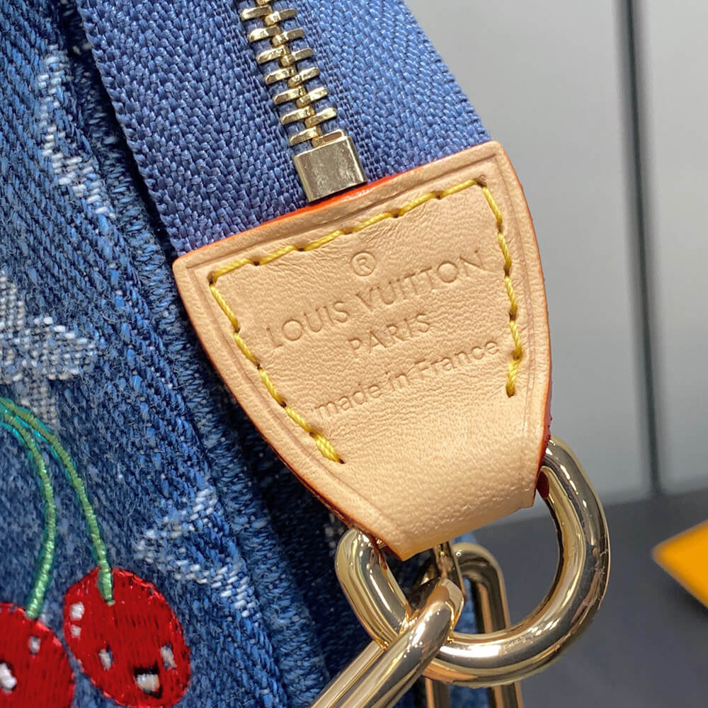 LV x TM Pochette Accessoires Monogram and Cherries Denim Bag - Replica Luxury Bags™