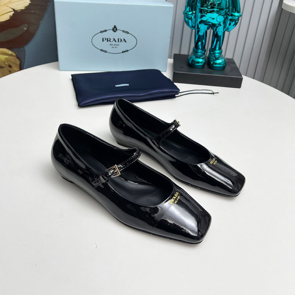 Prada Patent Leather Mary Jane Ballerinas Shoes - Replica Luxury Bags™