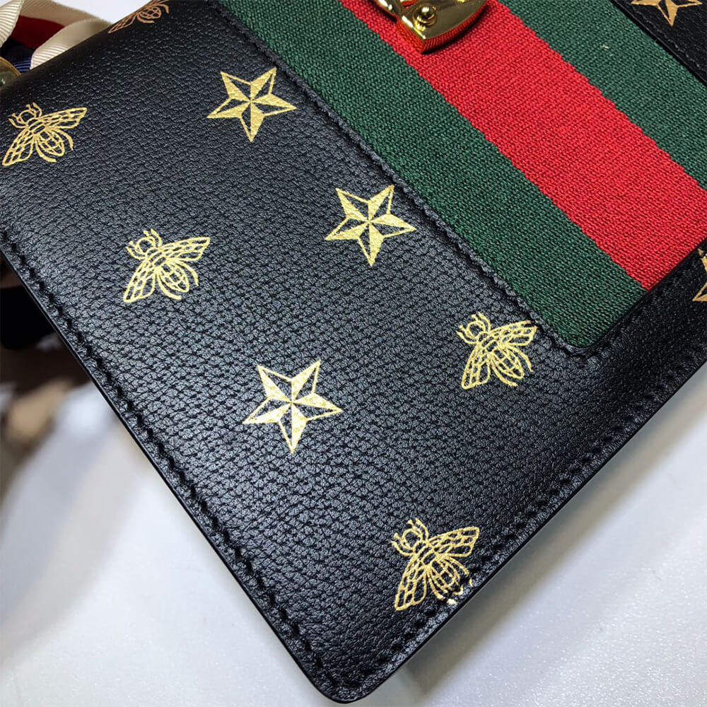 Gucci GG Sylvie Bee Star Small Shoulder Bag - Replica Luxury Bags™