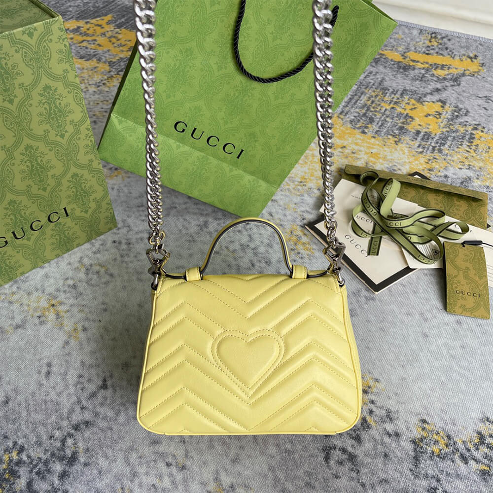 Gucci GG Marmont Mini Top Handle Bag in Yellow - Replica Luxury Bags™