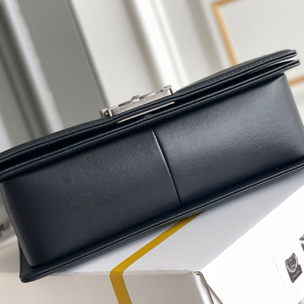 Boy Chanel Handbag in Black Calfskin and Silver Hardware - Replica Luxury Bags™