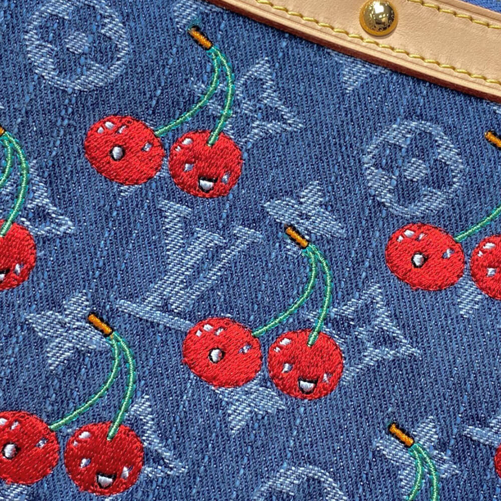 LV x TM Pochette Accessoires Monogram and Cherries Denim Bag - Replica Luxury Bags™