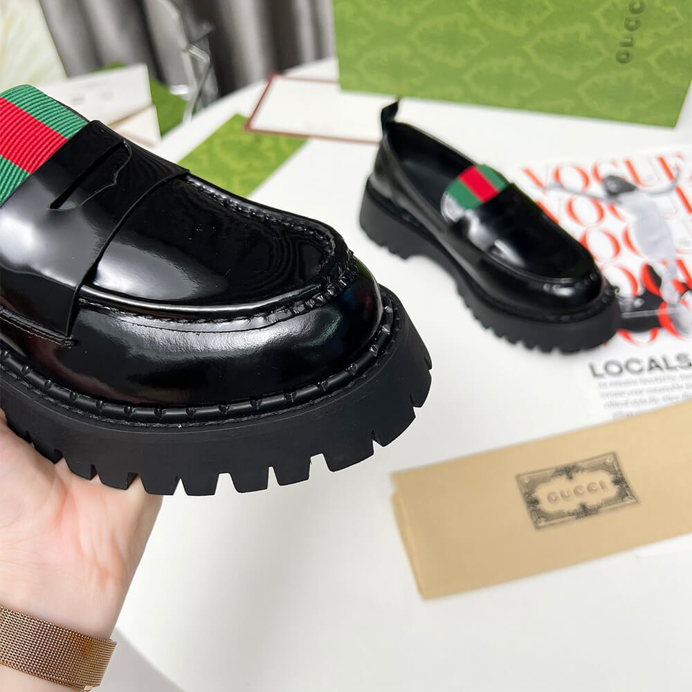 Gucci Women s loafer with Web Shoes - Replica Luxury Bags™