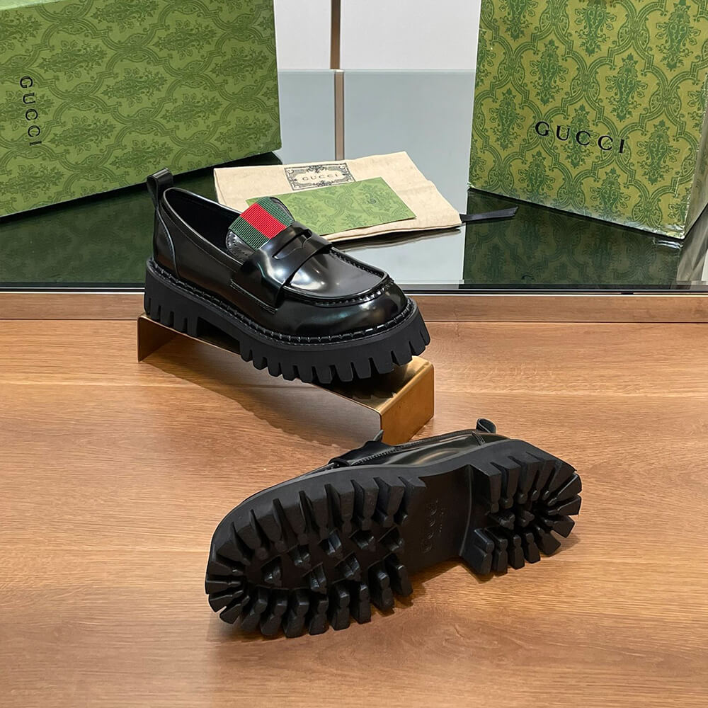 GUCCI Women s loafer with Web Shoes - Replica Luxury Bags™