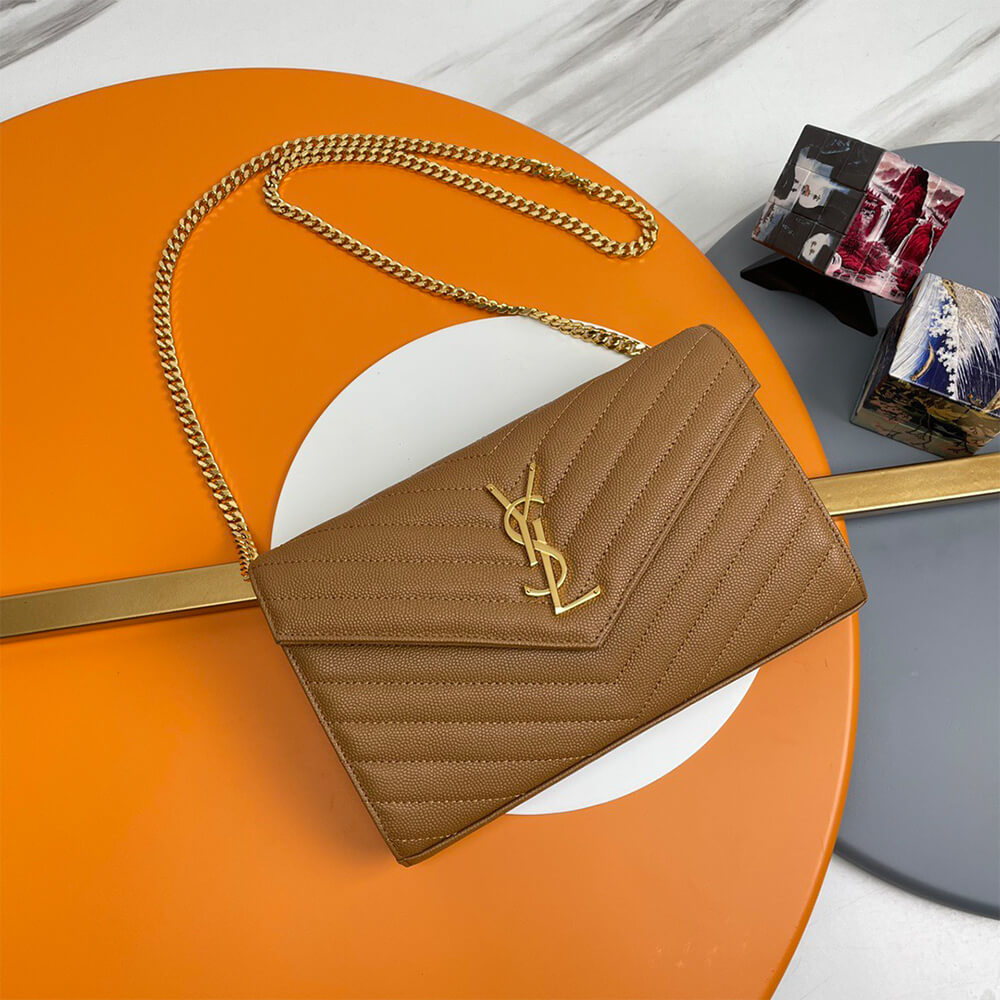 YSL Classic Cassandre Chain Wallet Bag in Grain De Poudre Leather - Replica Luxury Bags™