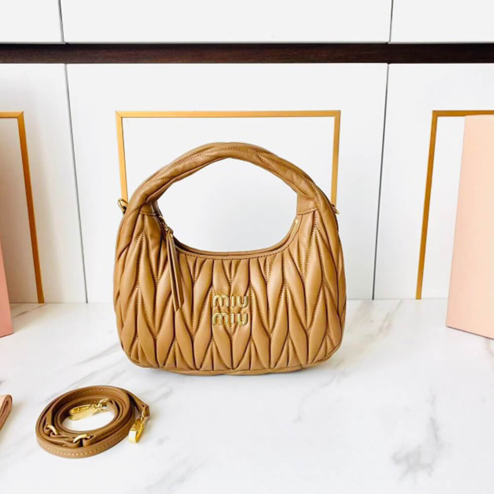 Miumiu Small Wander Matelasse Nappa Leather Hobo Bag - Replica Luxury Bags™