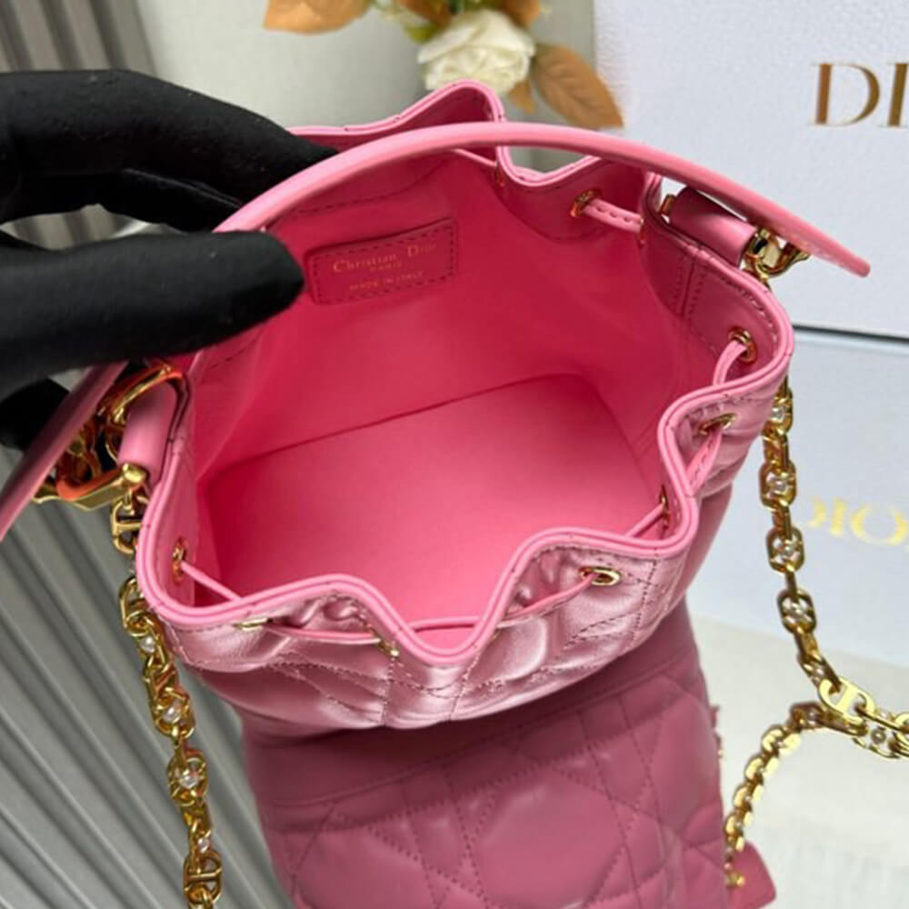 Dior Small Dior Jolie Bucket Bag in Cherry Pink - Replica Luxury Bags™