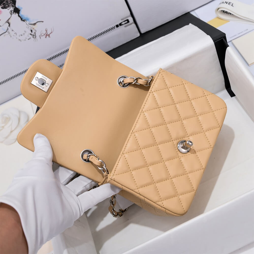 Chanel Mini Flap Bag in Nude Color and Silver Hardware - Replica Luxury Bags™