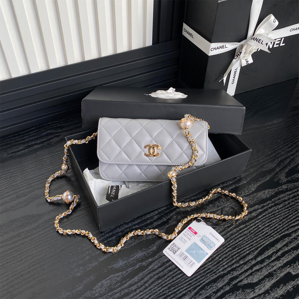 Chanel Flap Phone Holder Bag with Chain - Replica Luxury Bags™