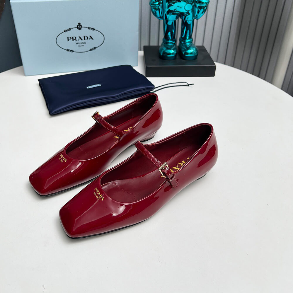 Prada Patent Leather Mary Jane Ballerinas Shoes - Replica Luxury Bags™