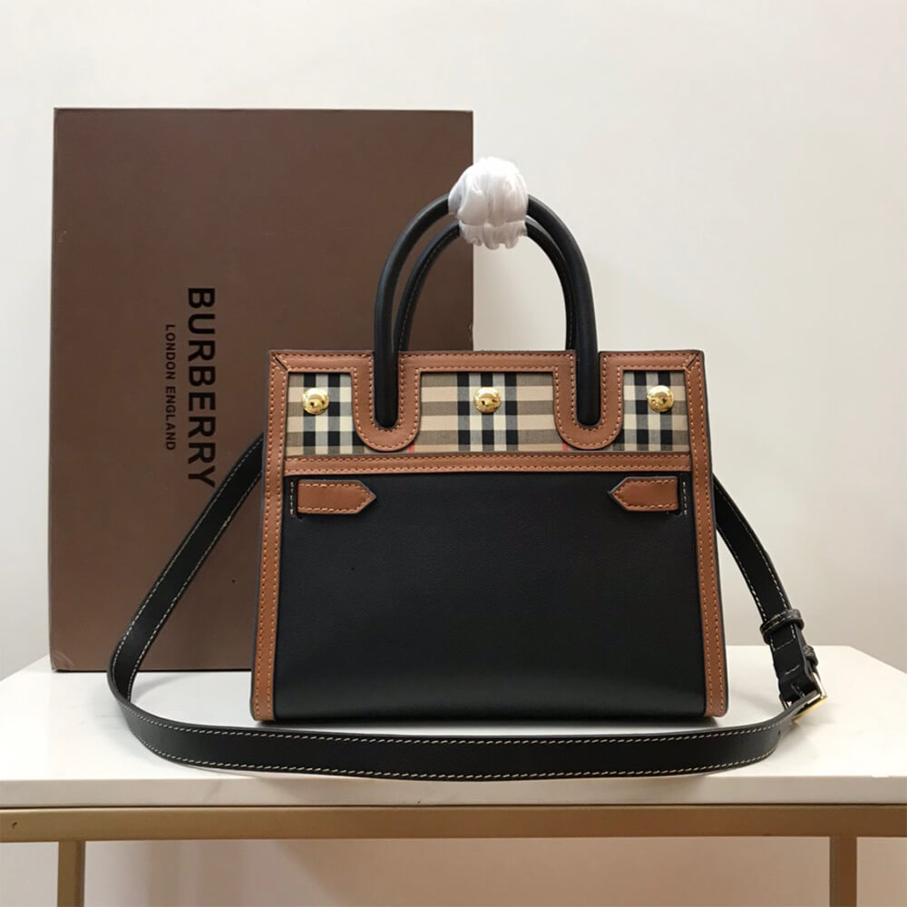 Burberry Mini Vintage Check Two Handle Title Bag - Replica Luxury Bags™