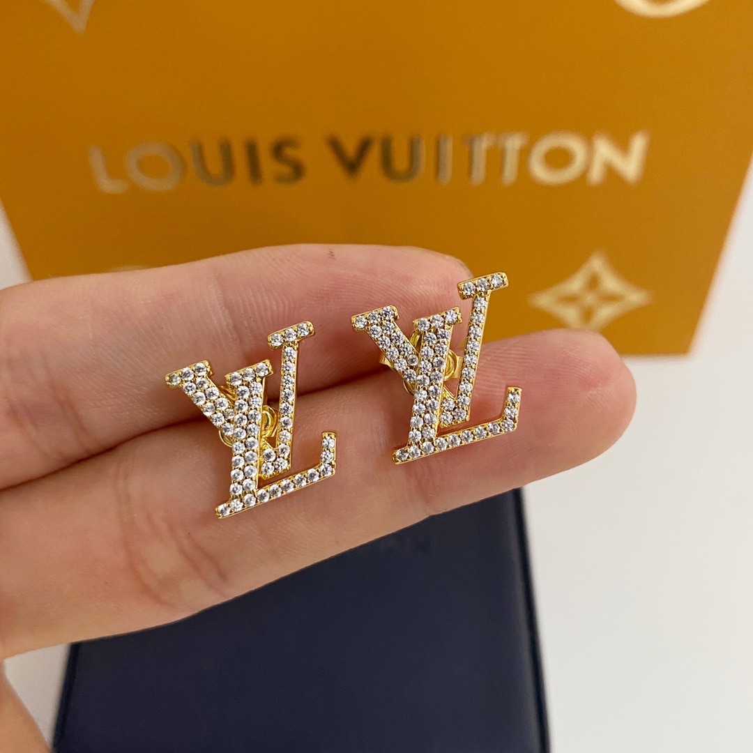 Louis Vuitton Diamond Paved LV Monogram Stud Earrings - Rep Fashion™