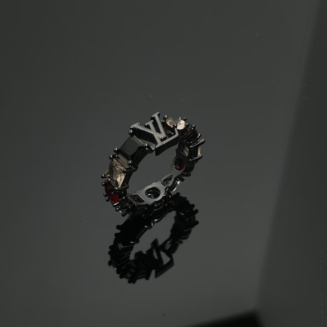 Louis Vuitton Unisex Wide Band Black Ring - Rep Fashion™