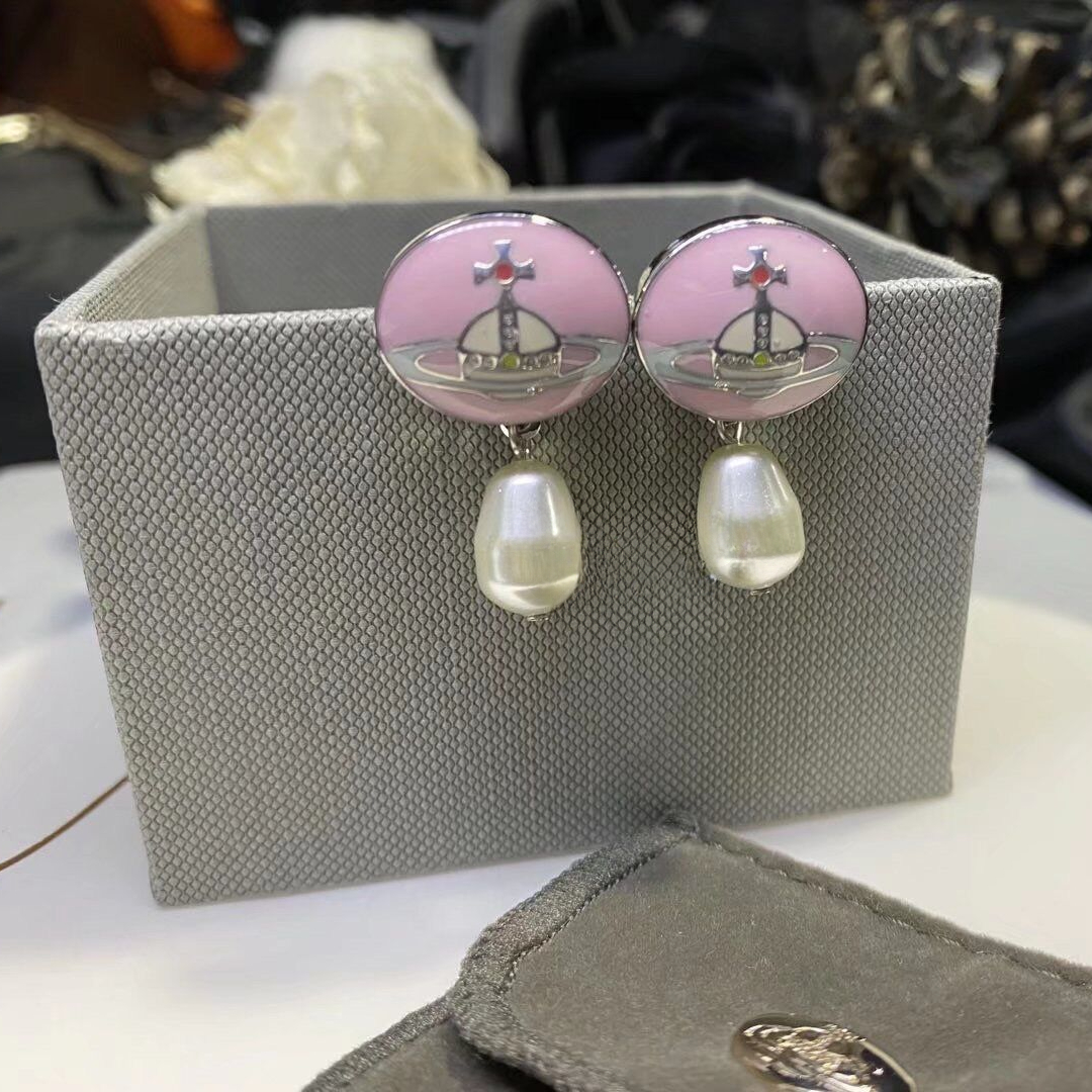 Vivienne Westwood Enamel Detachable  Teardrop Pearl Earrings - Rep Fashion™