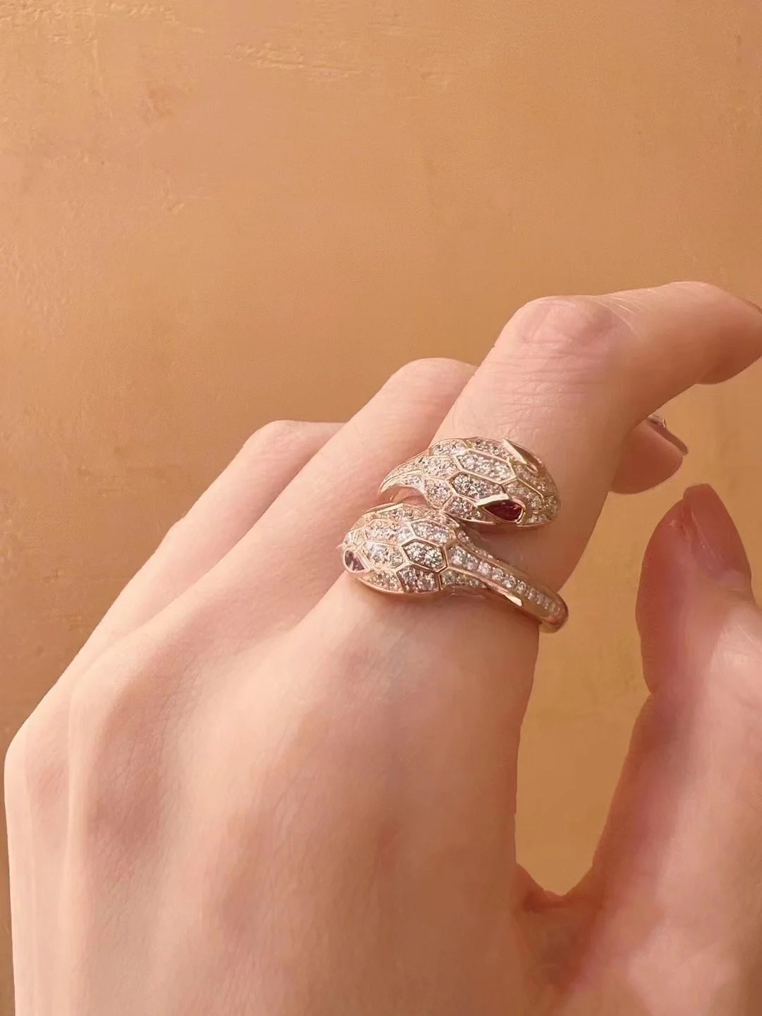 Bvlgari Full Diamond Paved Serpenti Viper Ring - Rep Fashion™