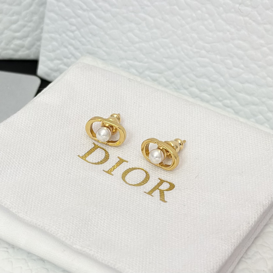 Dior Pearl Paved CD Stud Earrings - Rep Fashion™