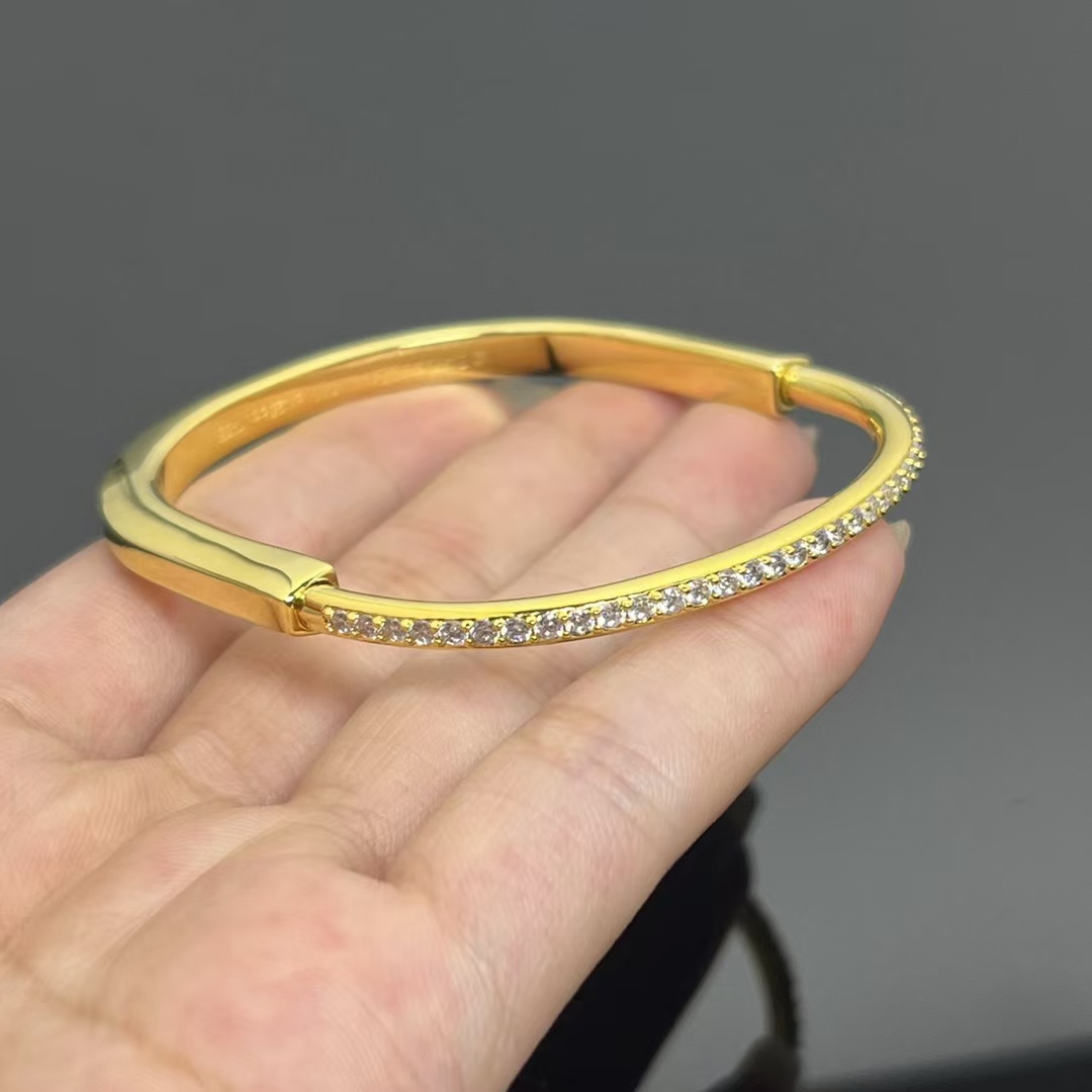 Tiffany Lock Bangle Half Pavé Diamonds Bracelet - Rep Fashion™