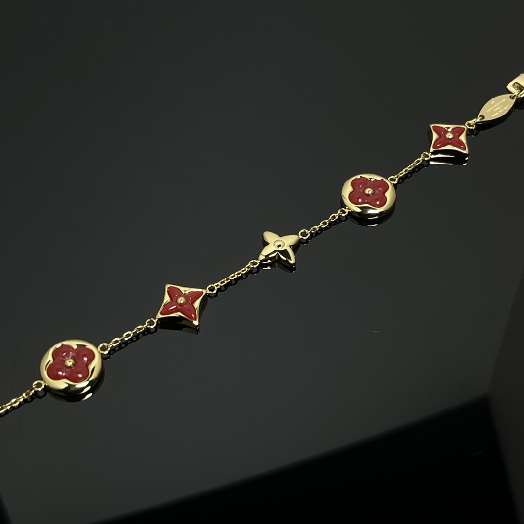 Louis Vuitton 5 Motifs Red Carnelian Star Sun Blossom Bracelet - Rep Fashion™