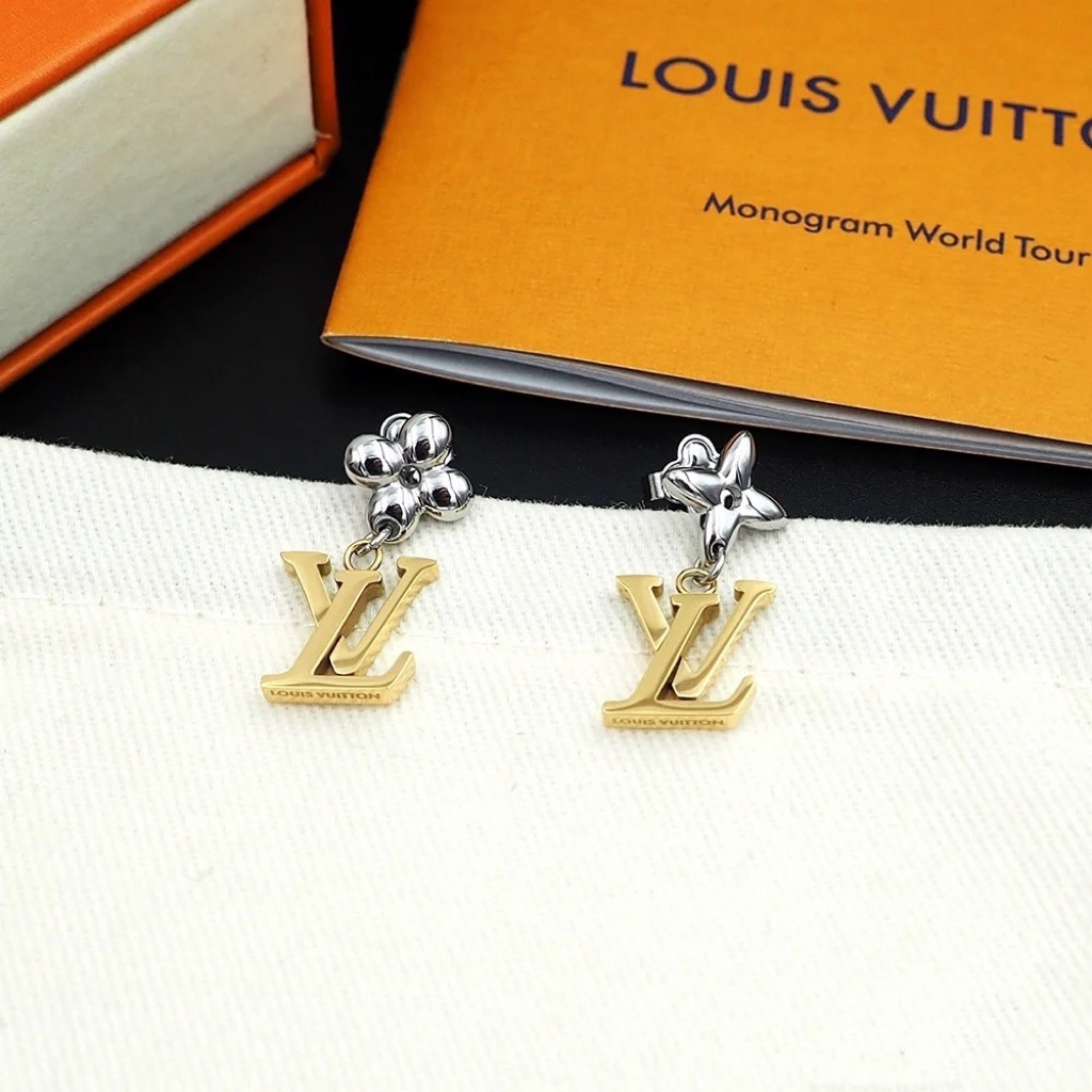 Louis Vuitton Mixed Metal Color Asymmetrical Dangle Earrings - Rep Fashion™