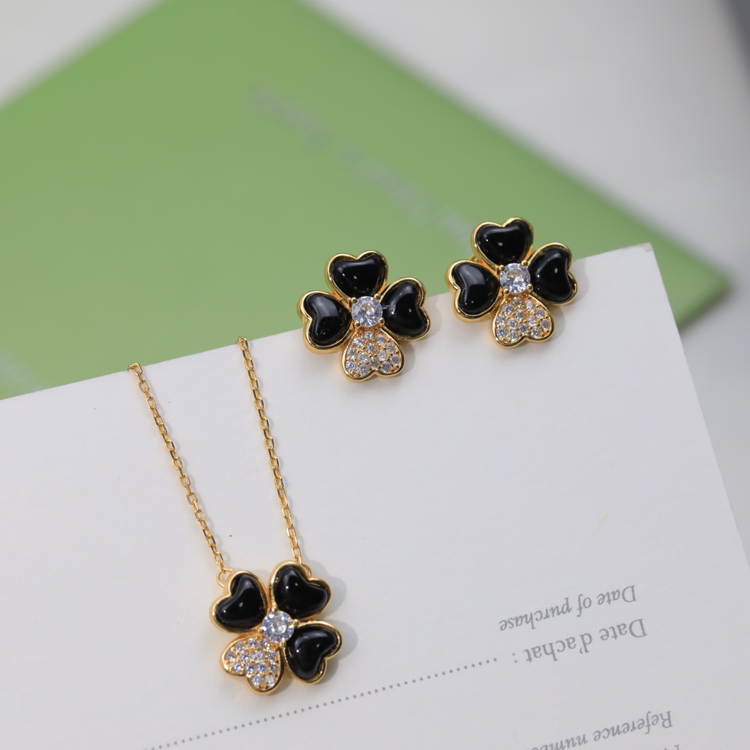 VCA Love Heart Clover Earrings Necklace - Rep Fashion™