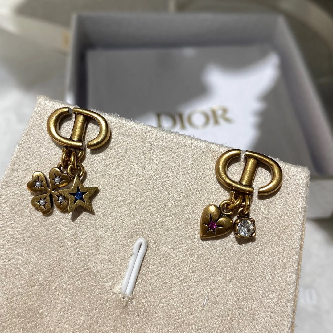 Dior Vintage Asymmetric Clover Star Heart Earrings - Rep Fashion™