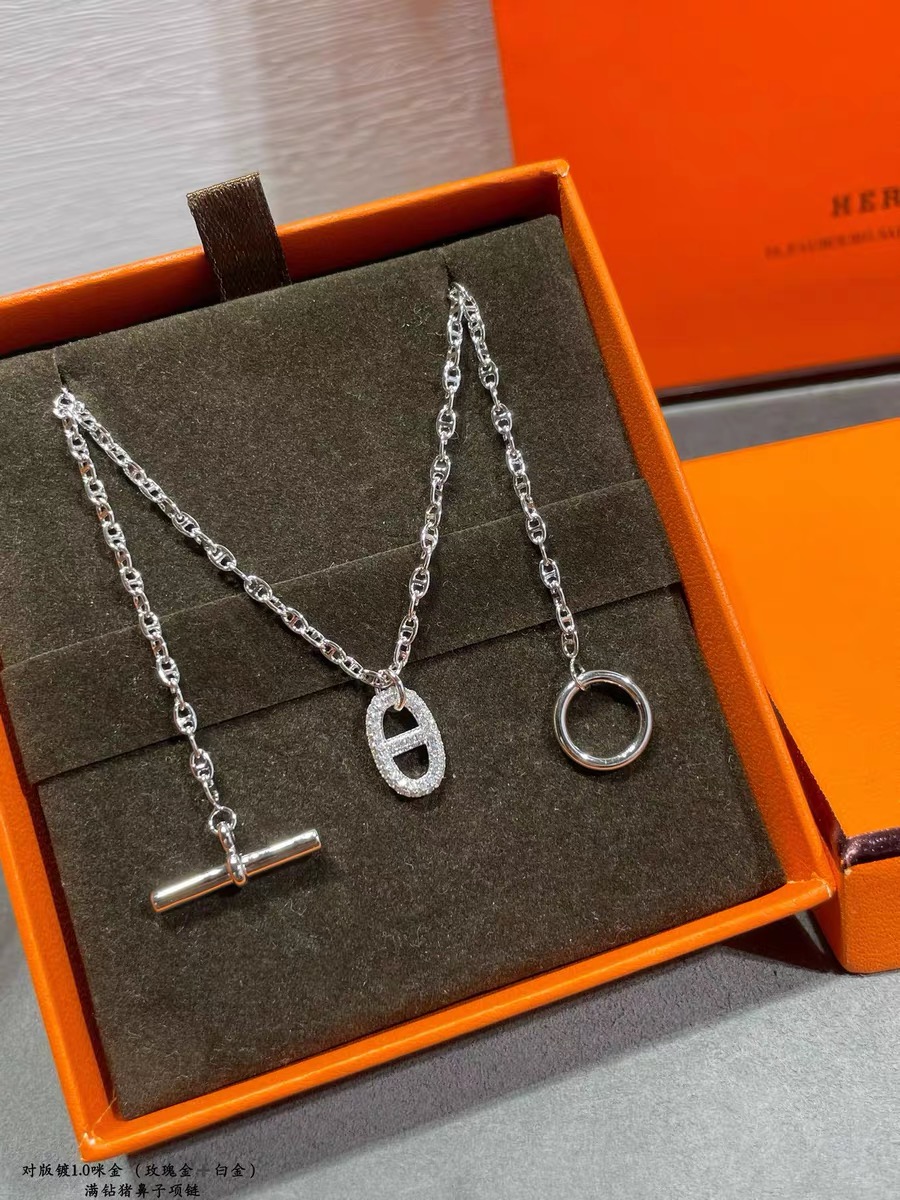 Hermes OT Clasp Pig Nose Pendant Necklace - Rep Fashion™