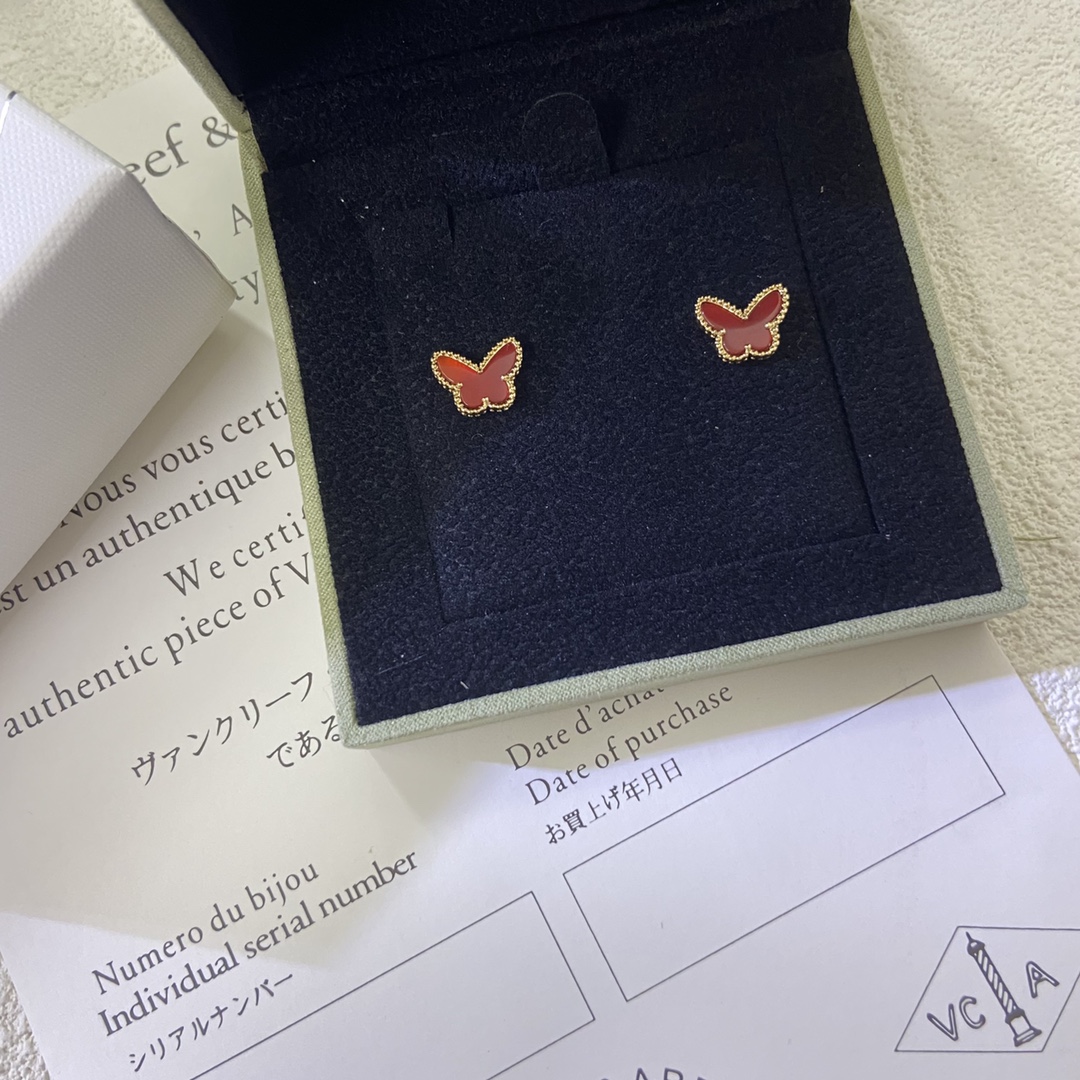 VCA Mini Red Butterfly Stud Earrings - Rep Fashion™