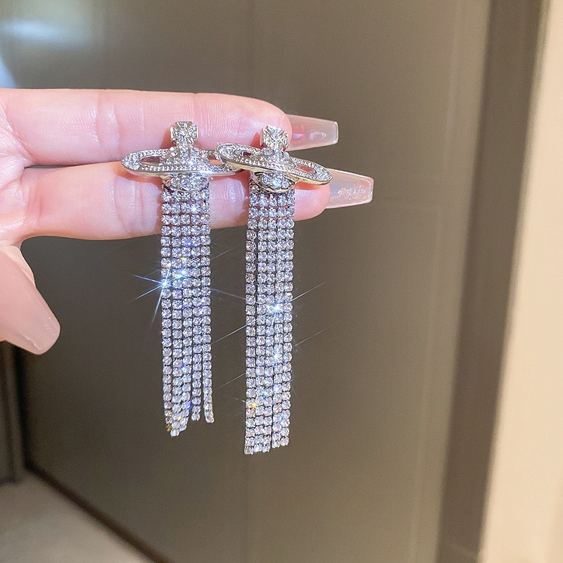 Vivienne Westwood Party Queen Rhinestone Tassel Saturn Earrings - Rep Fashion™