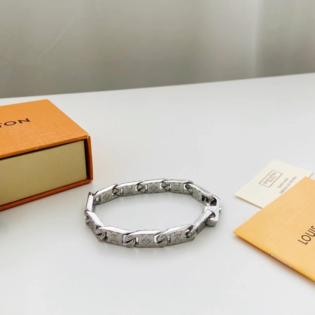 Louis Vuitton Silver Monogram Mens Bracelet - Rep Fashion™