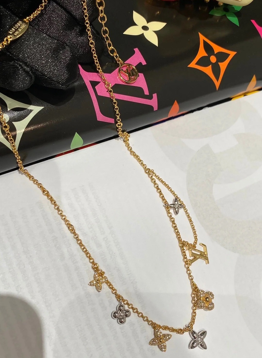 Louis Vuitton Mixed Metal Color Charms Necklace - Rep Fashion™