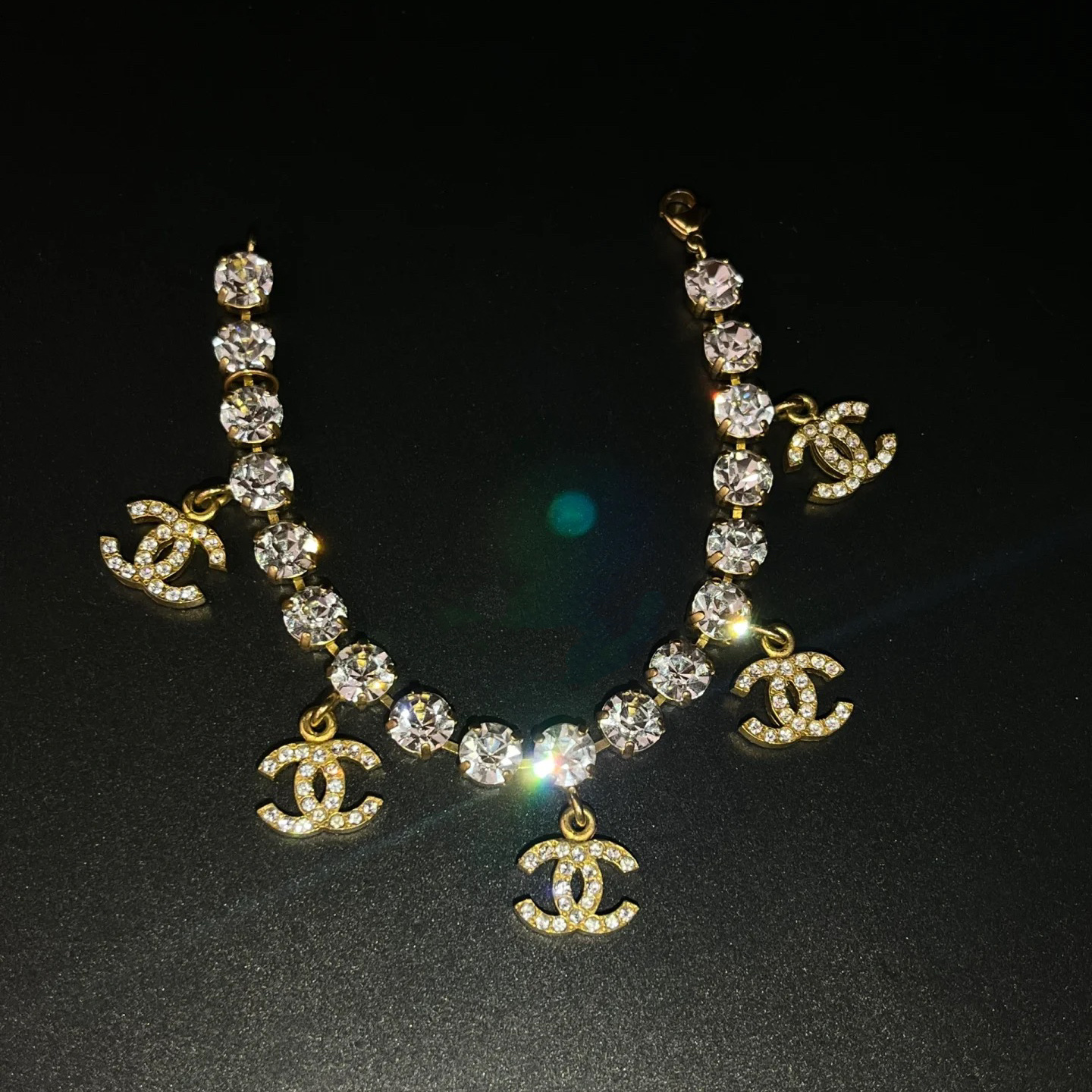 Chanel Full Diamond Prong Rhinestone Bracelet Necklace - Rep Fashion™