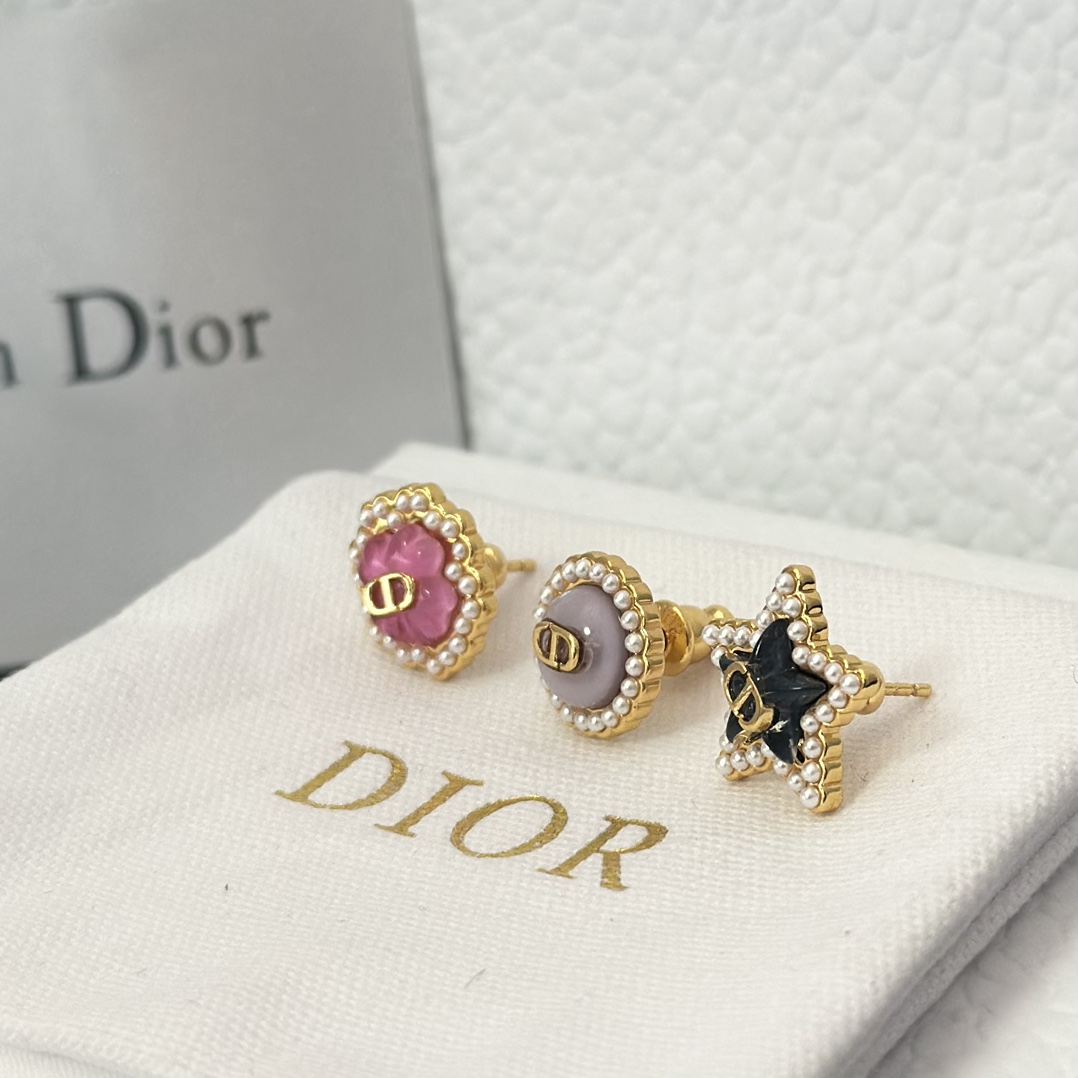 Dior Three Pieces Enamel Stud Earrings - Rep Fashion™